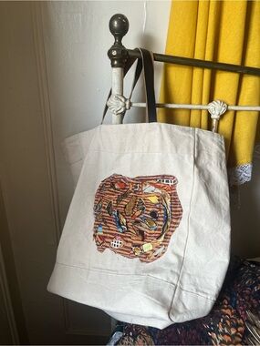 Handmade Upcycled Avant Garde Quilted Canvas Tote Bag
